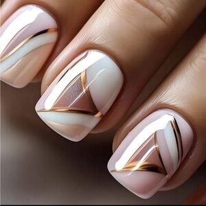 24 press on nail Elegant Geometric Nail Art